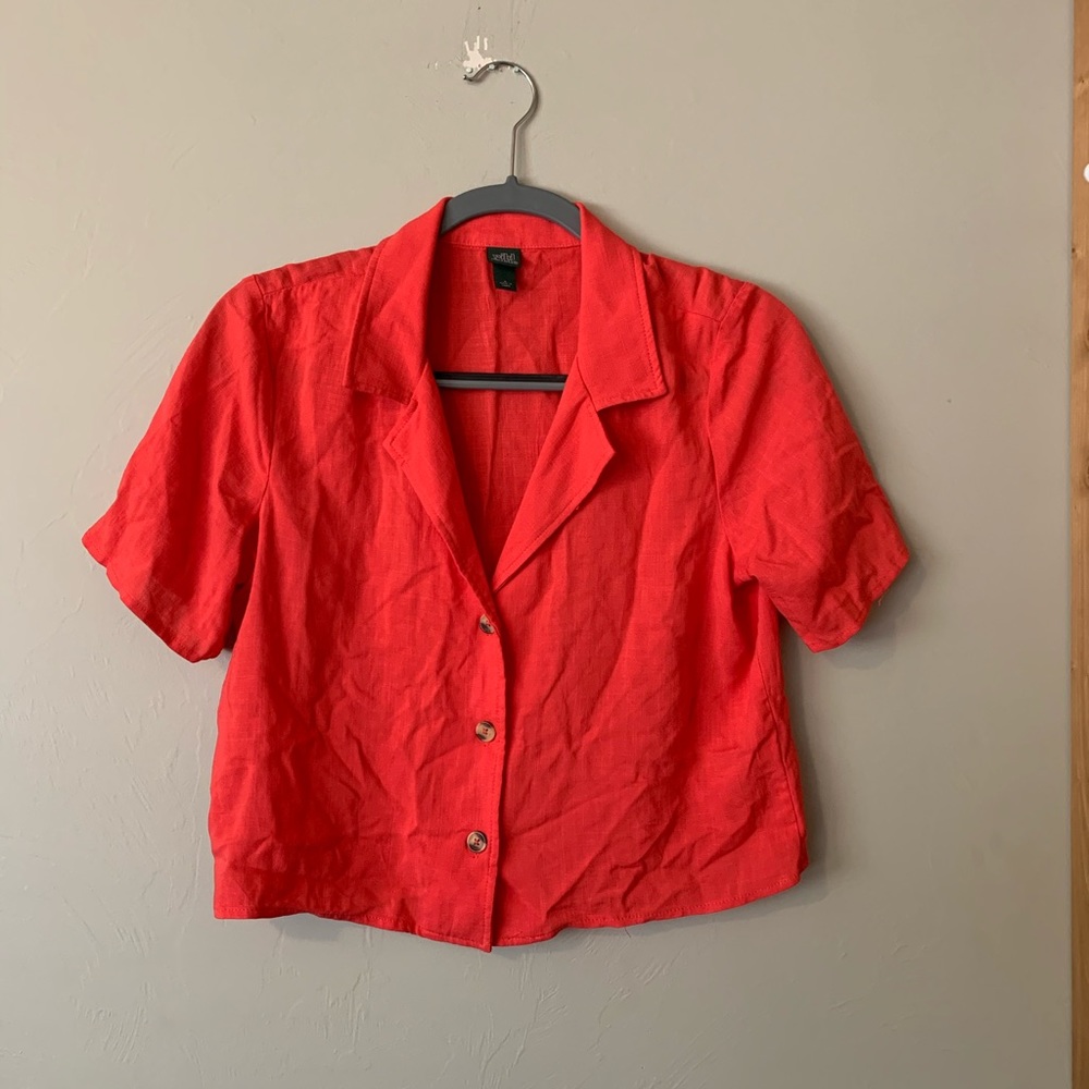 cropped button T-shirt short set